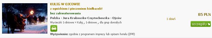 Kulig w Ojcowie z pochodniami, grzańścem i pieczeniem kiełbasek